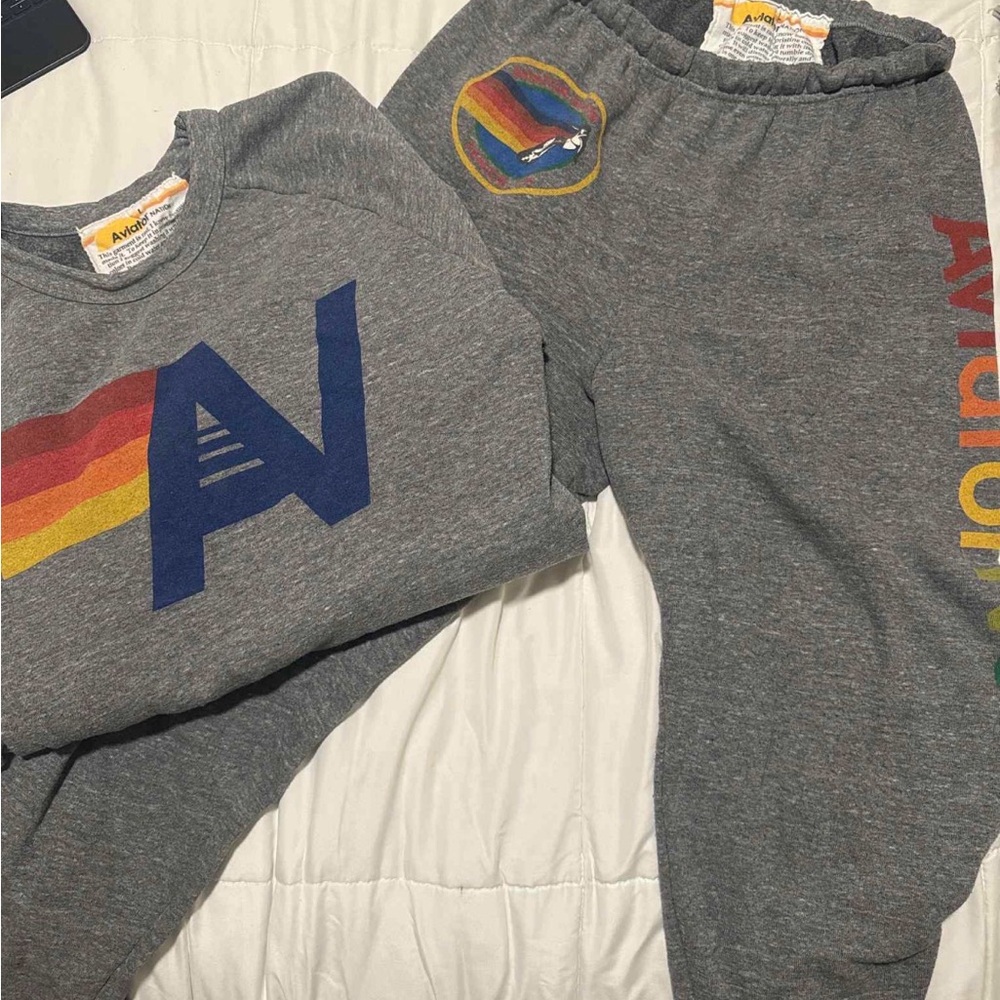 Aviator Nation Gray Set with Rainbow Logo